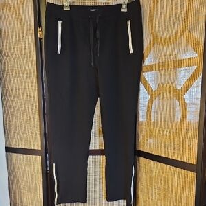 PAIGE Black Joggers with White Zipper Accents